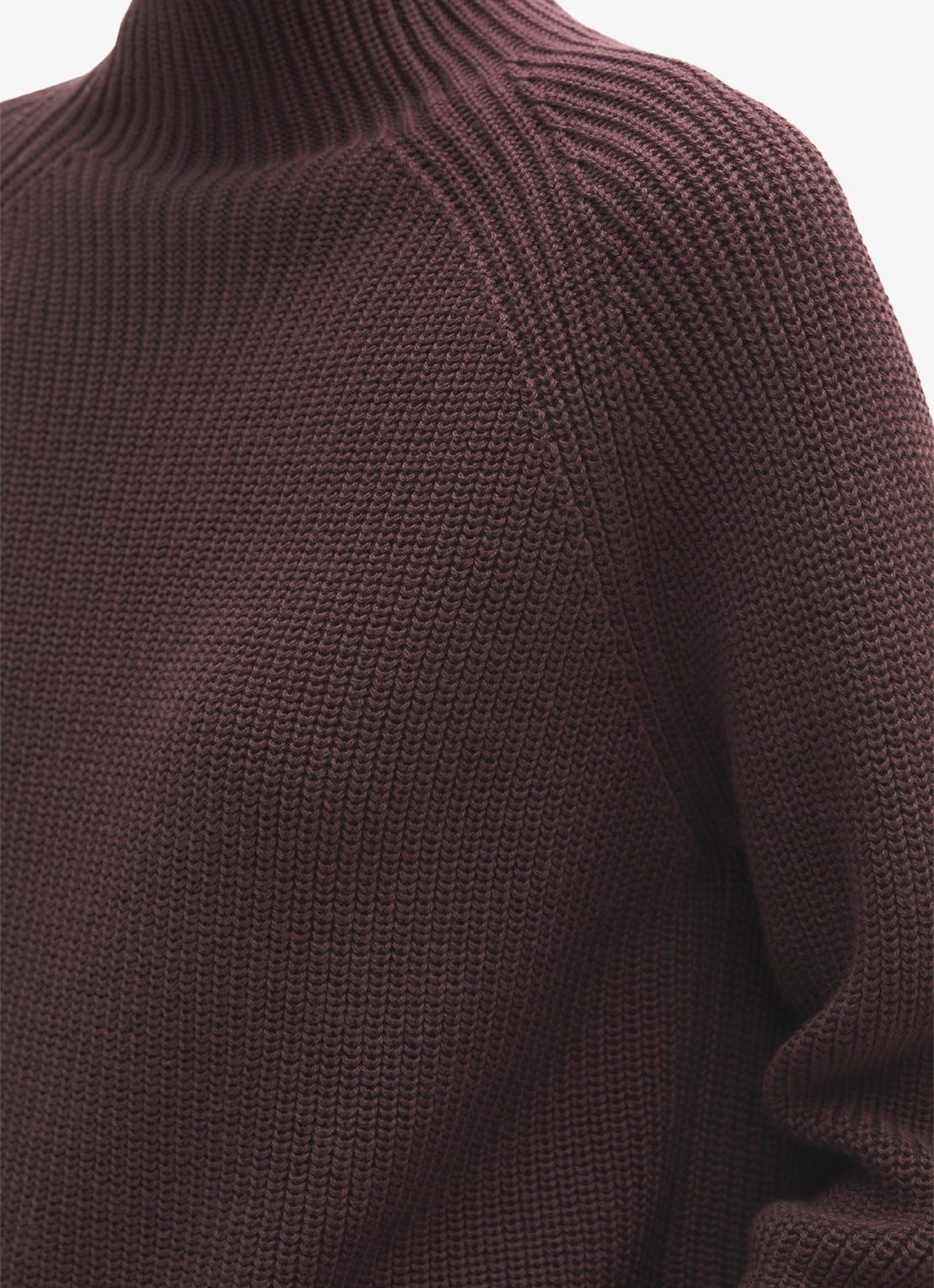 Marc O'Polo Grofgebreide trui met opstaande kraag - detail 2 black cherry / bruin