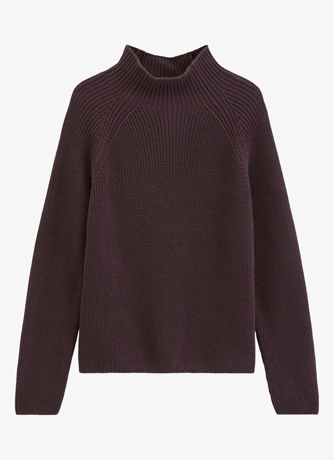 Marc O'Polo Grofgebreide trui met opstaande kraag - voorkant 4 black cherry / bruin