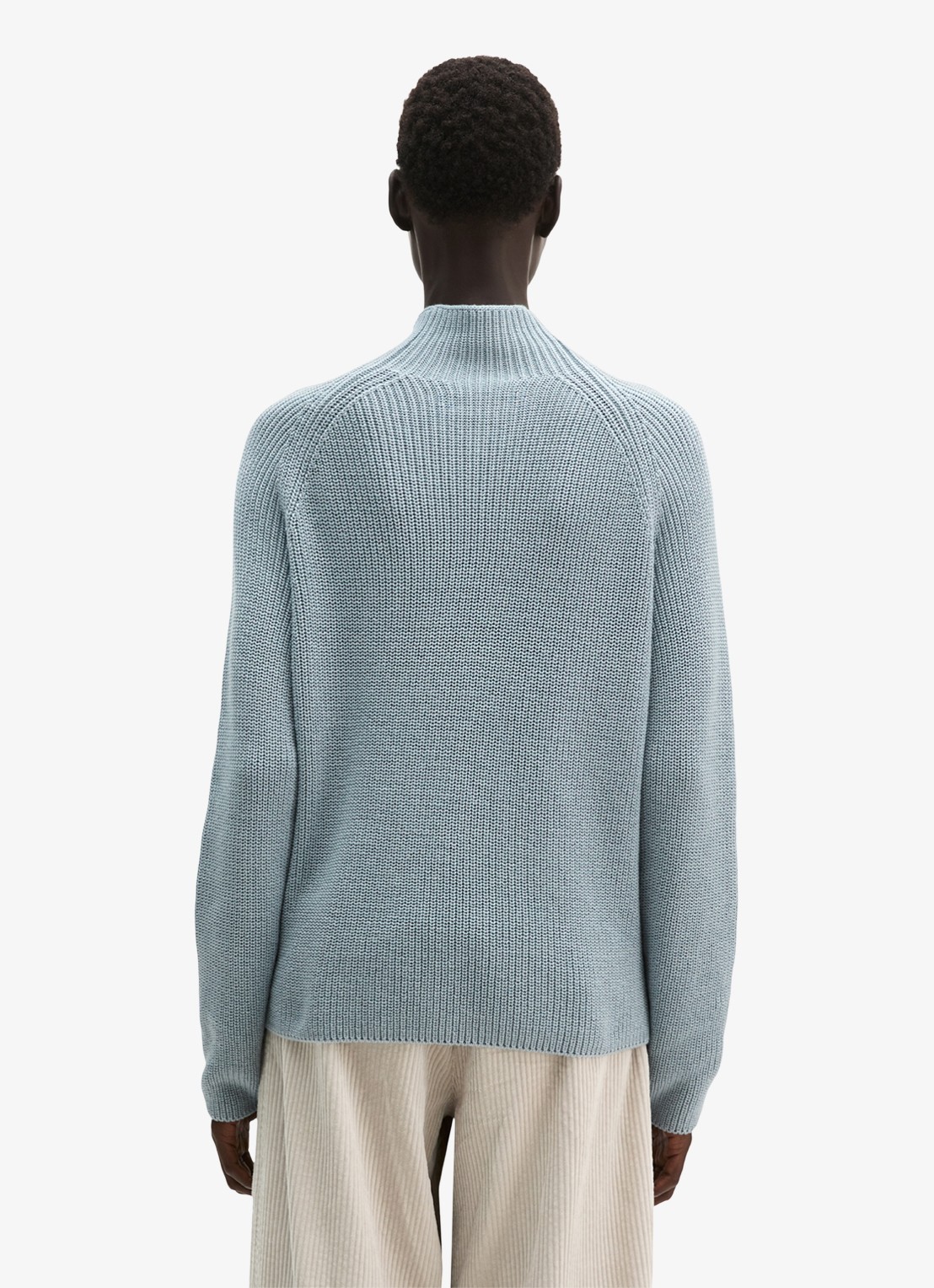 Marc O'Polo Grofgebreide trui met opstaande kraag - achterkant 3 glacial blue / blauw
