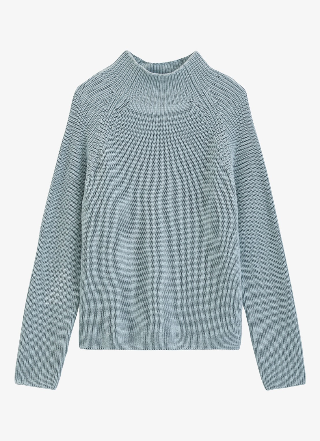Marc O'Polo Grofgebreide trui met opstaande kraag - voorkant 4 glacial blue / blauw