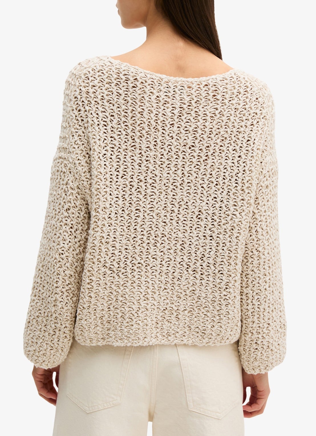 Marc O'Polo Grofgebreide trui met ronde hals - achterkant 5 beige
