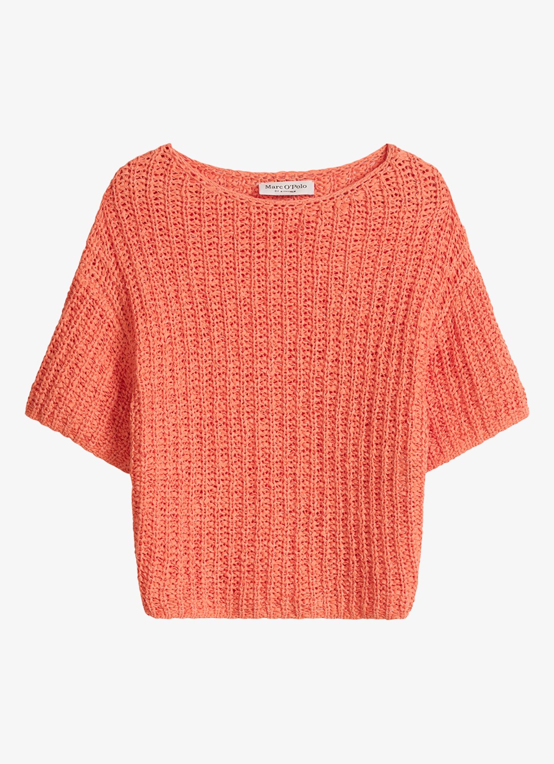 Marc O'Polo Grofgebreide trui met ronde hals - voorkant warm orange-9326 / oranje