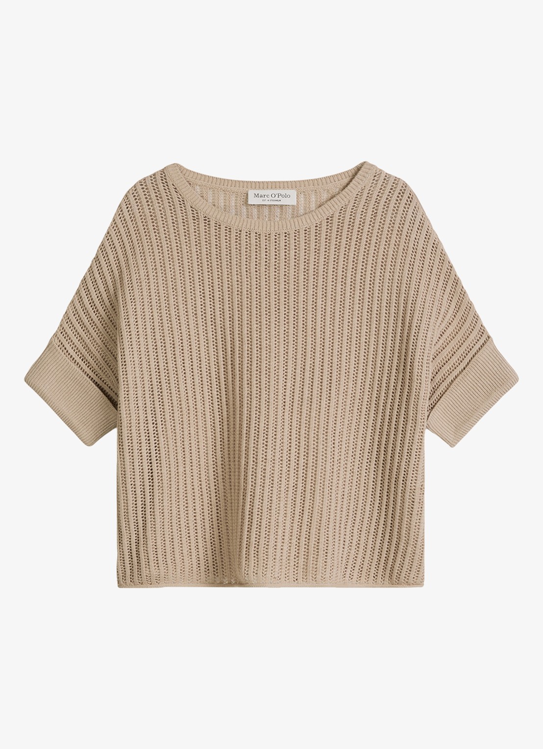 Marc O'Polo Grofgebreide trui met ronde hals - voorkant 2 sandpaper-2326 / beige