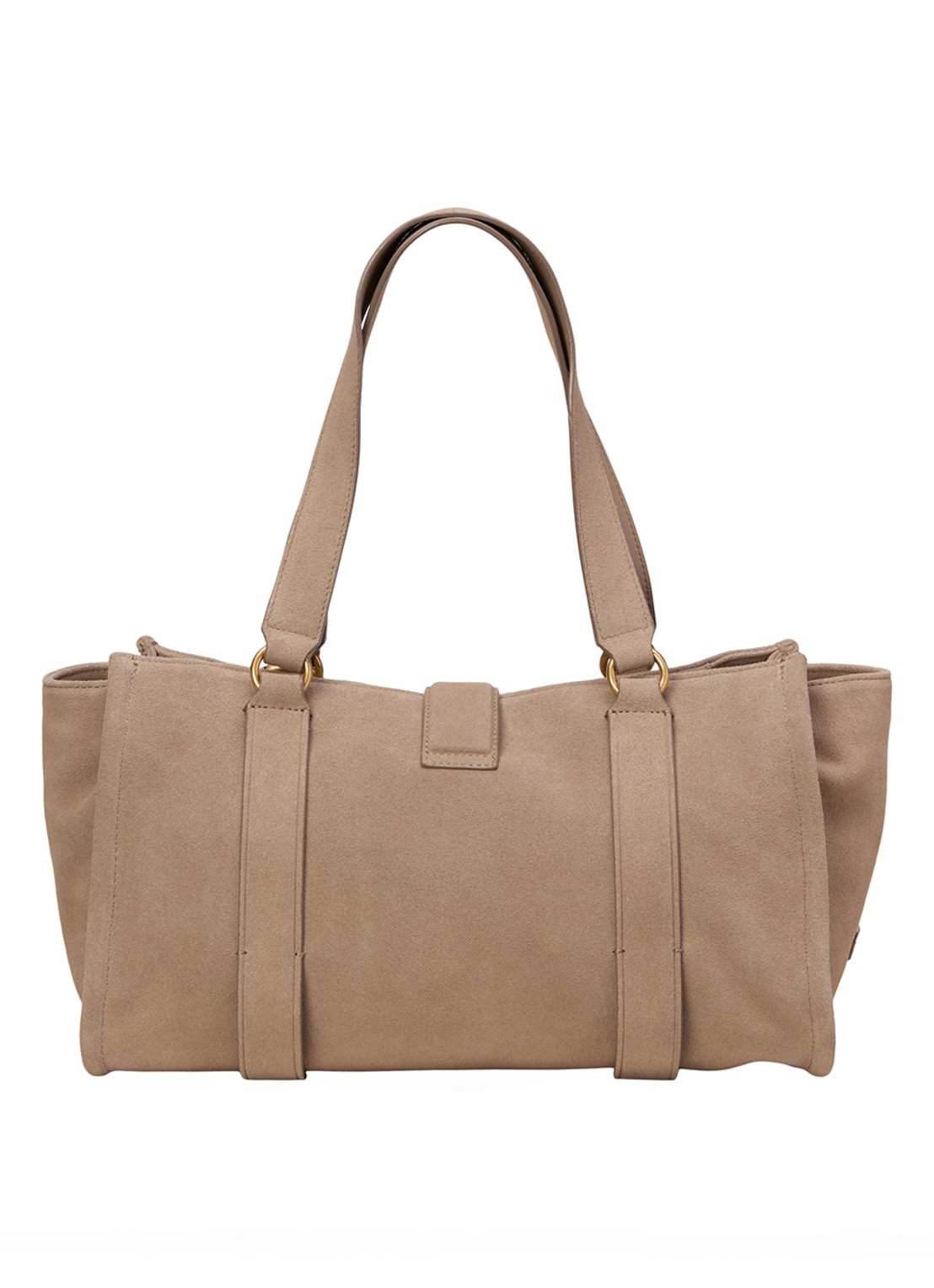 Marc O'Polo Handtas van suède met gespdetail - achterkant 5 beige