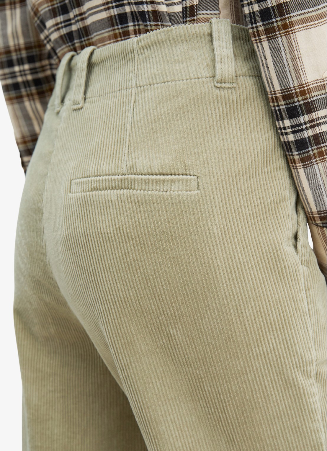 Marc O'Polo High waist flared jeans van corduroy - detail 2 smooth sage / groen