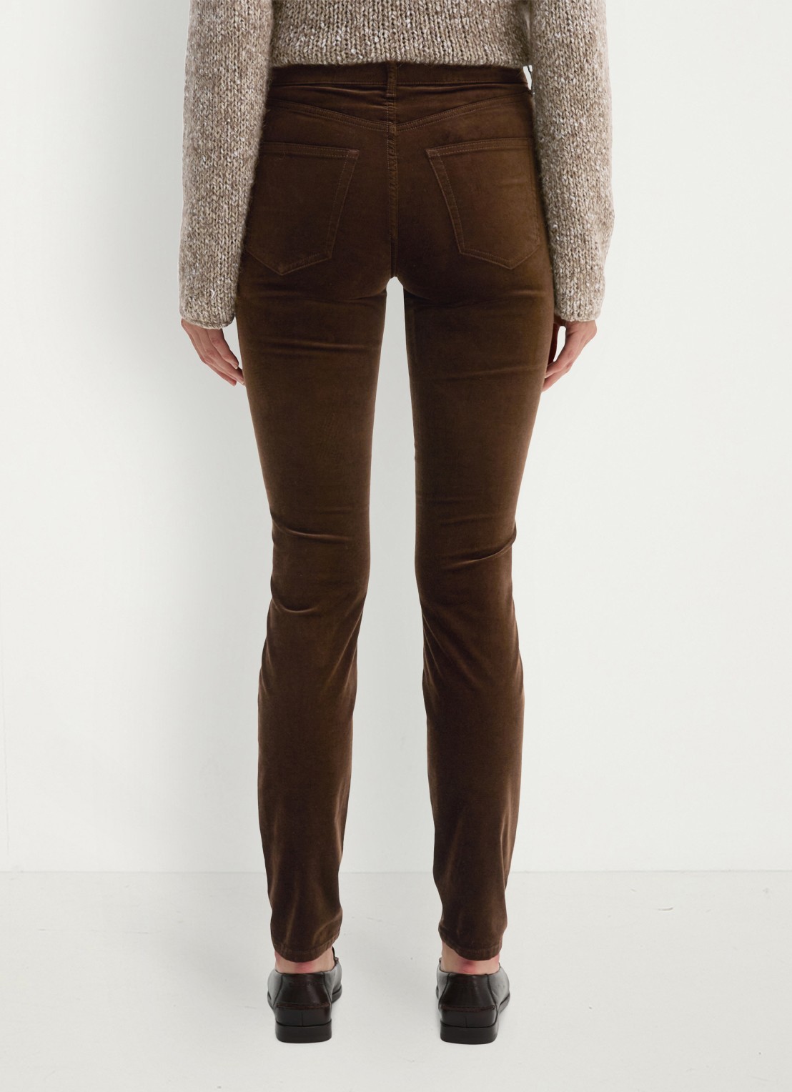 Marc O'Polo High waist slim fit jeans met gekleurde wassing - achterkant 3 burnt coffee / bruin