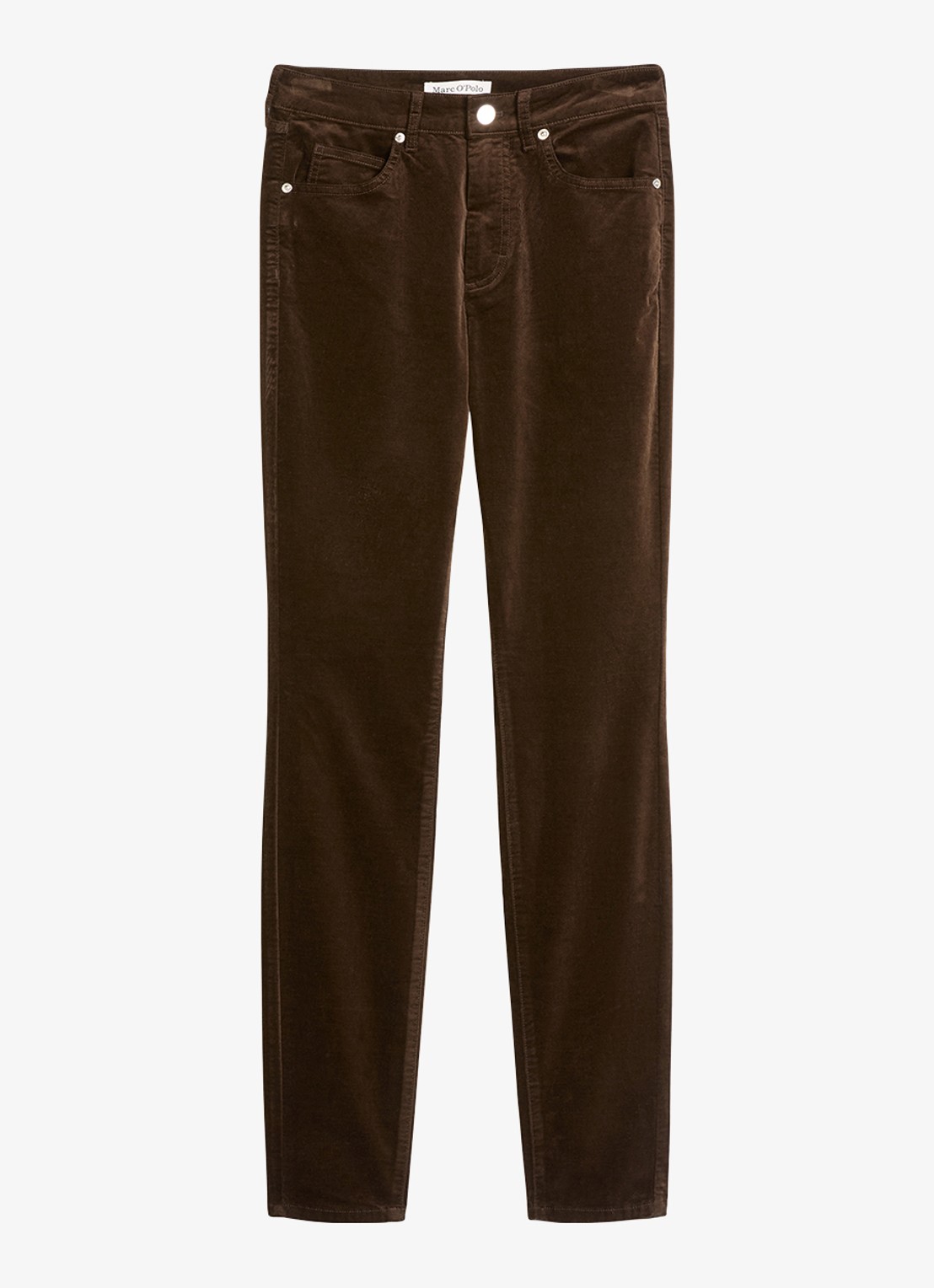 Marc O'Polo High waist slim fit jeans met gekleurde wassing - voorkant 4 burnt coffee / bruin