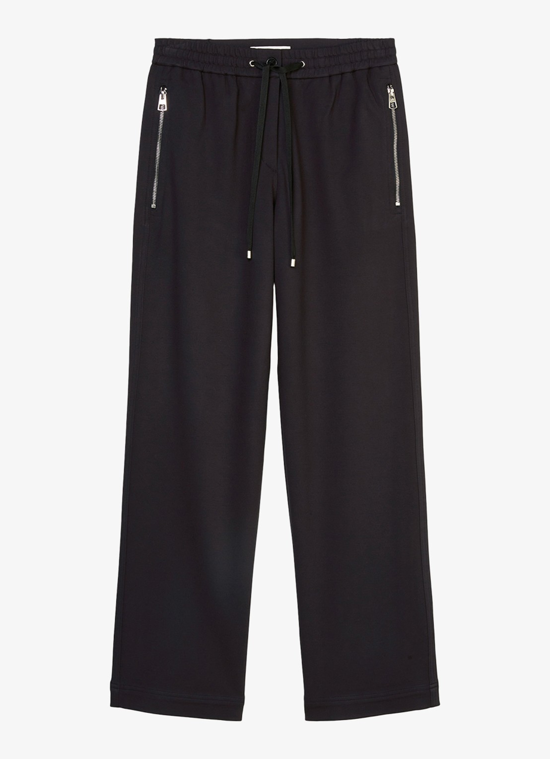Marc O'Polo High waist straight fit pantalon met ritszakken - voorkant 2 zwart