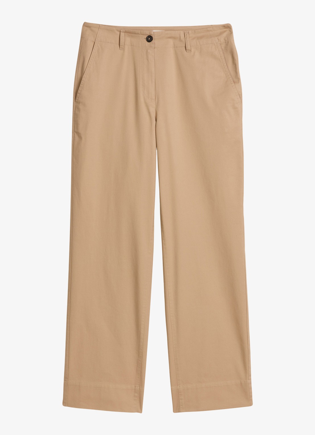 Marc O'Polo High waist straight fit pantalon met steekzakken - voorkant beige