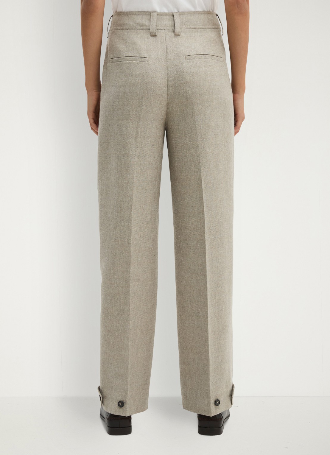 Marc O'Polo High waist tapered fit pantalon met steekzakken - achterkant 3 taupe