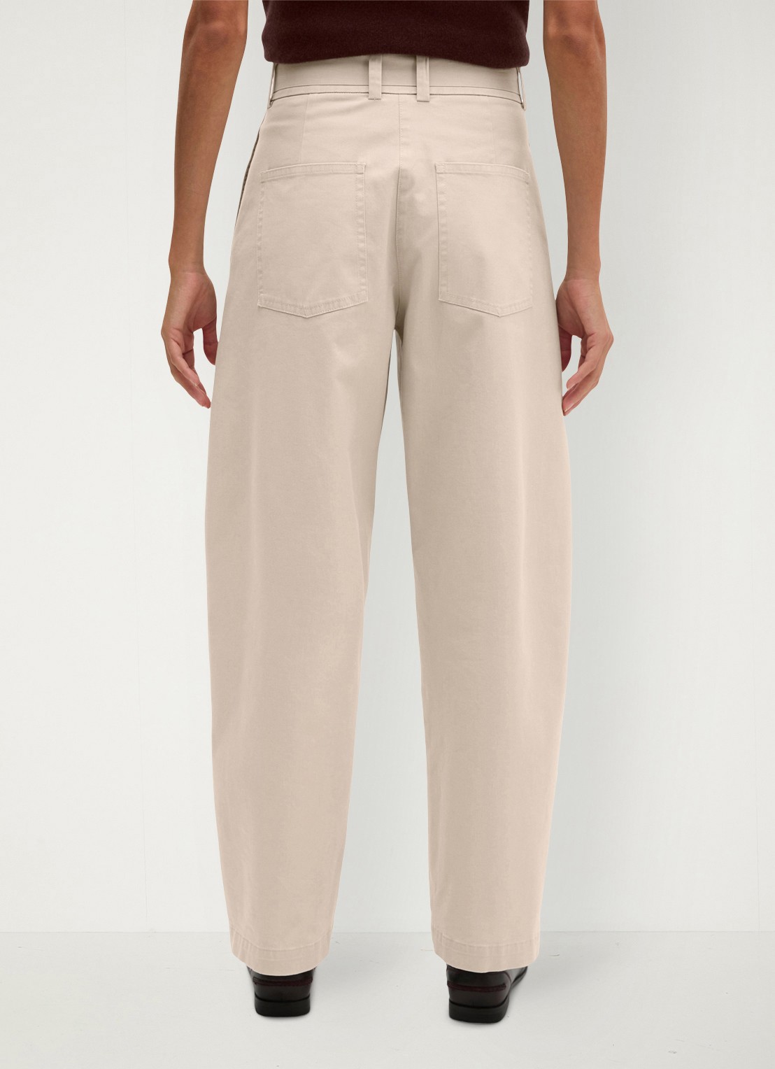 Marc O'Polo High waist wide fit pantalon met ceintuur - achterkant 3 naturel