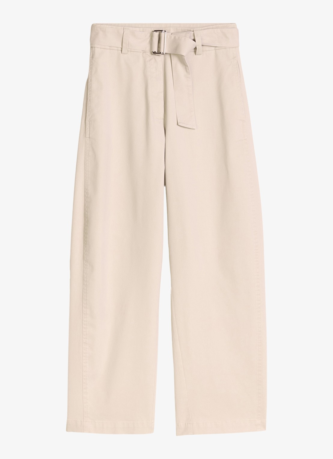 Marc O'Polo High waist wide fit pantalon met ceintuur - voorkant naturel