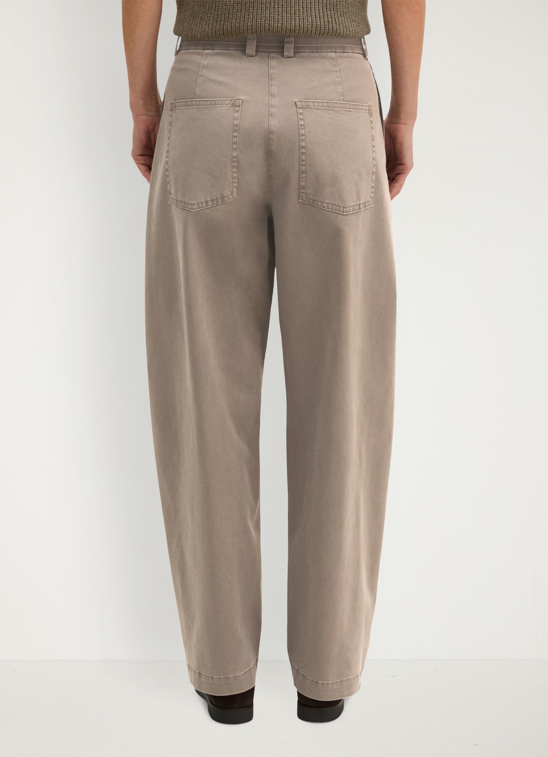 Marc O'Polo High waist wide fit pantalon met ceintuur - achterkant taupe