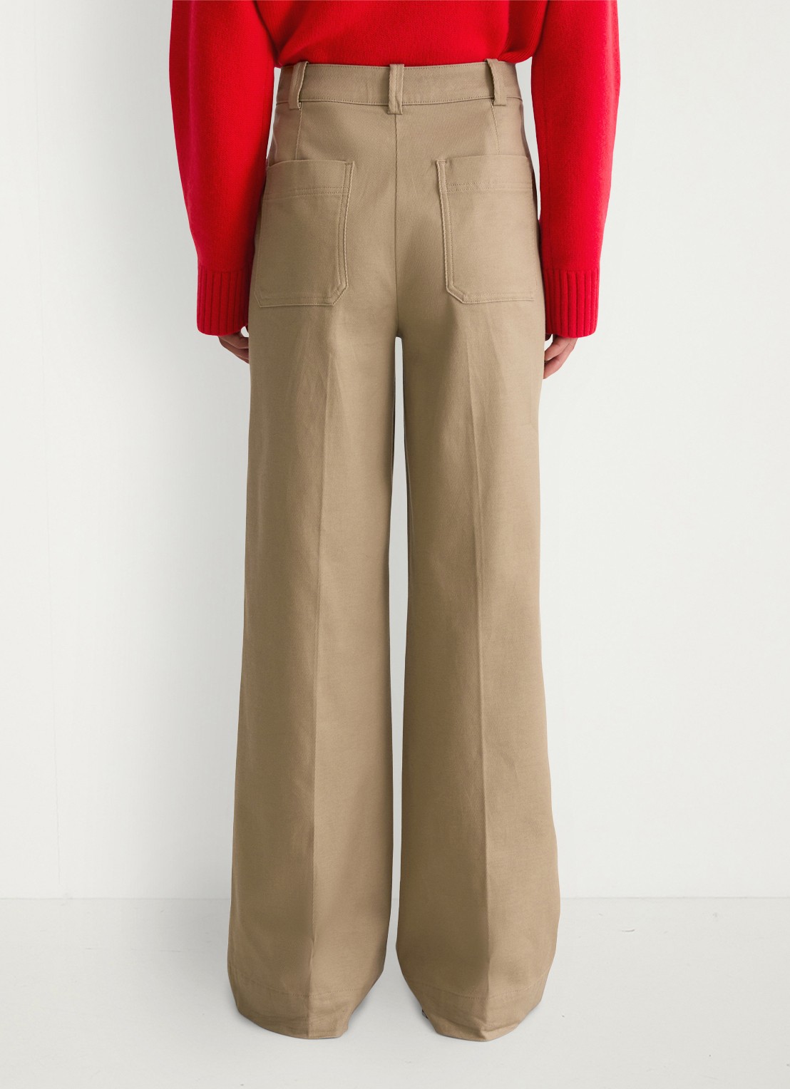 Marc O'Polo High waist wide fit pantalon met steekzakken - achterkant 3 beige