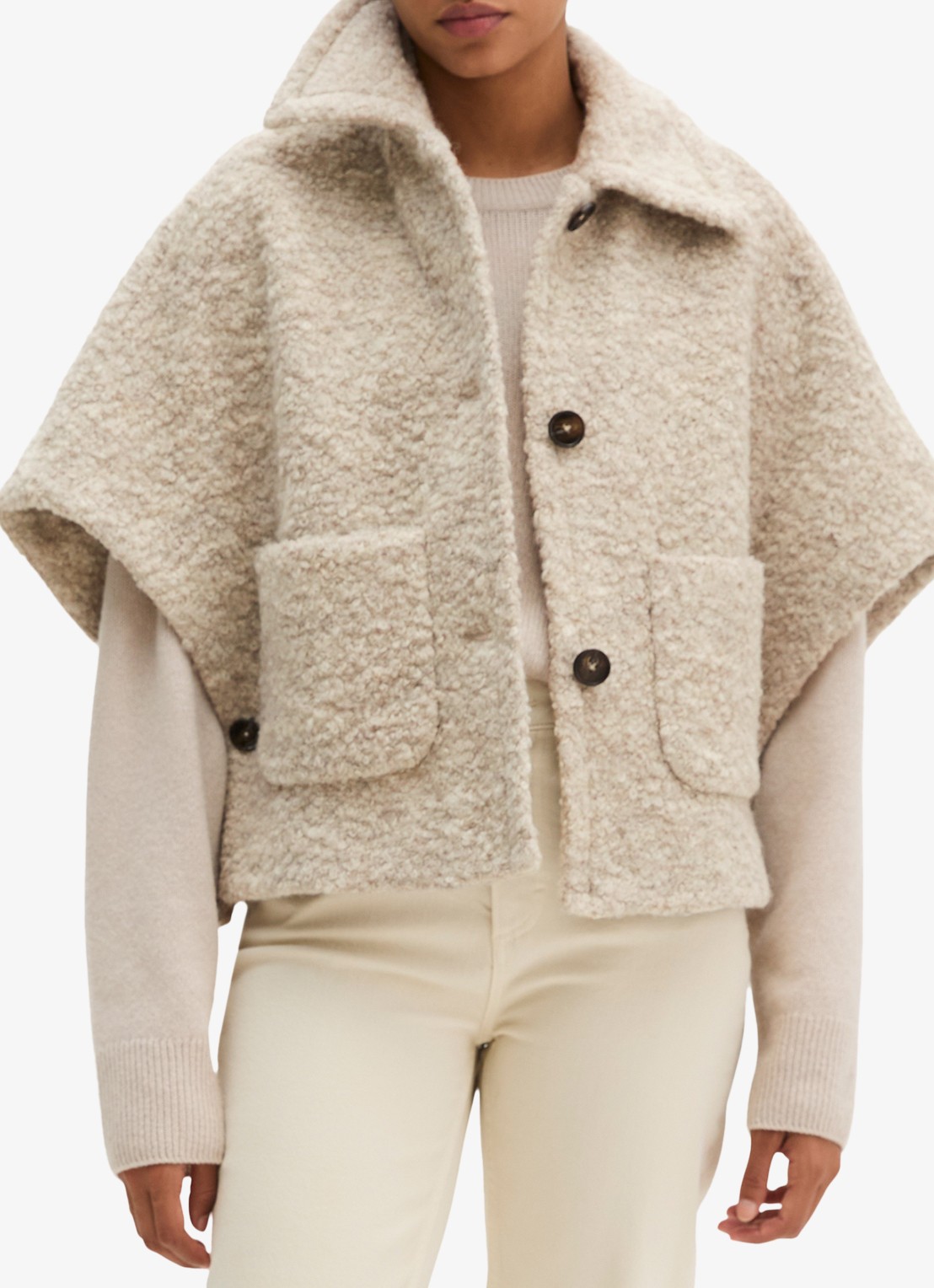 Marc O'Polo Jack in wolblend met structuur - detail 3 beige