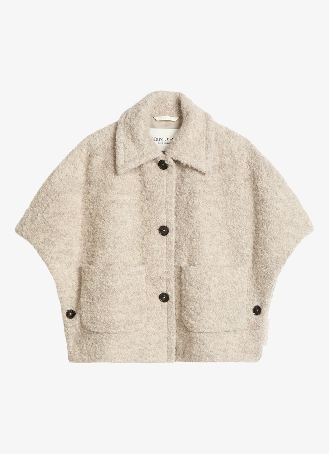 Marc O'Polo Jack in wolblend met structuur - voorkant beige