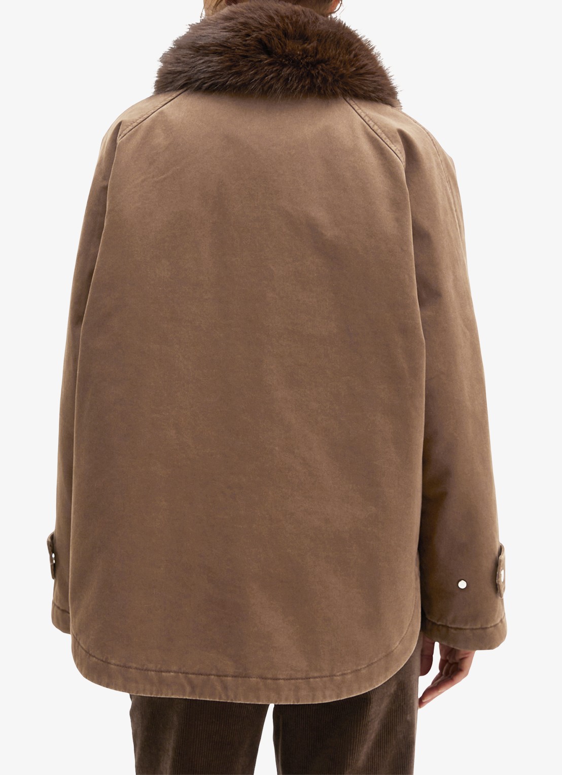 Marc O'Polo Jack met details van imitatiebont en klepzakken - achterkant 5 dark walnut / bruin