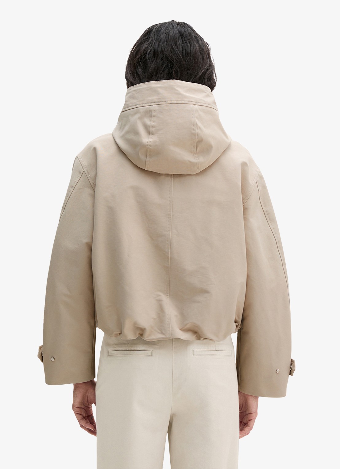 Marc O'Polo Jack met klepzakken en capuchon - achterkant beige