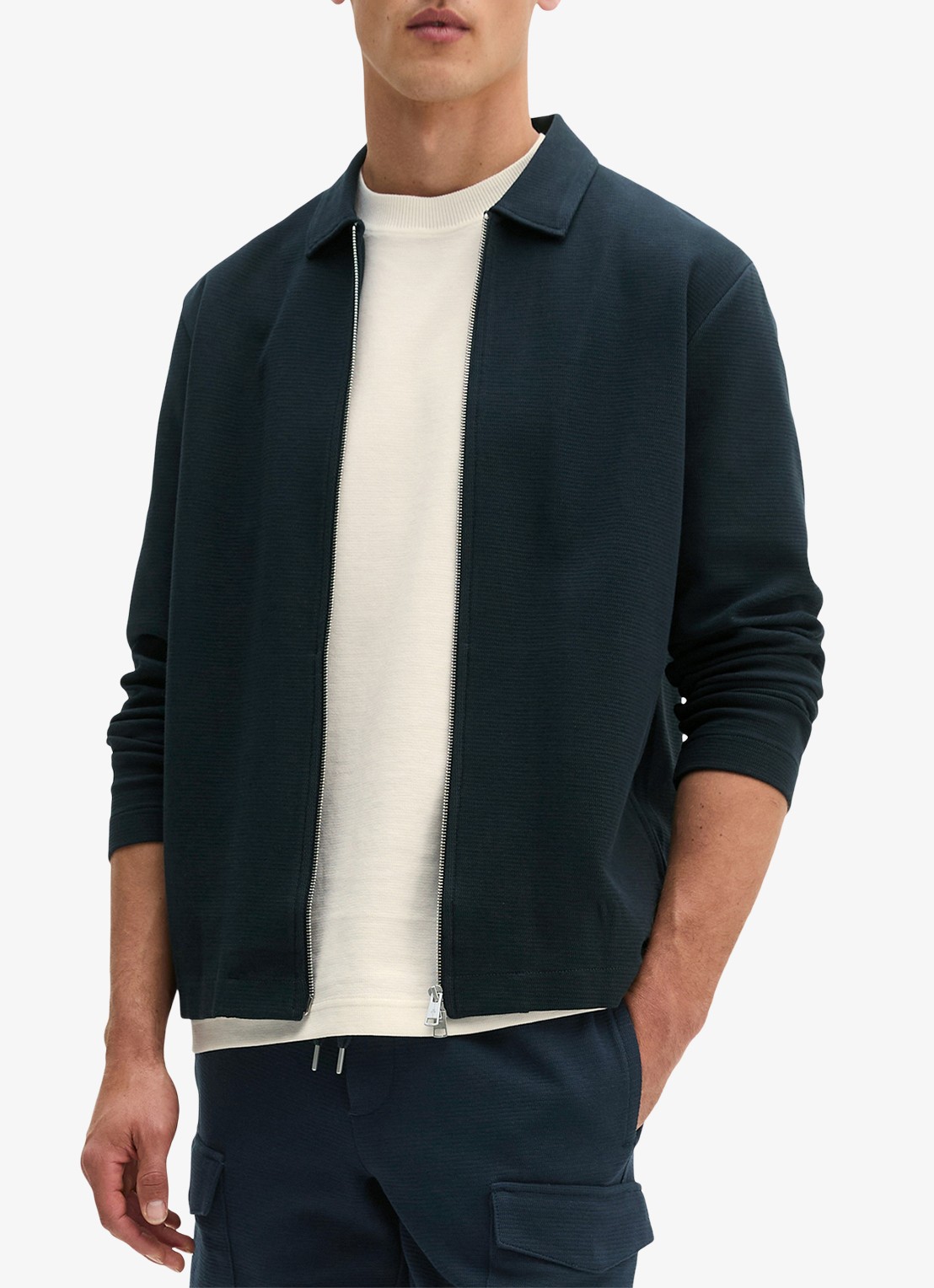 Marc O'Polo Jack met kraag - detail donkerblauw