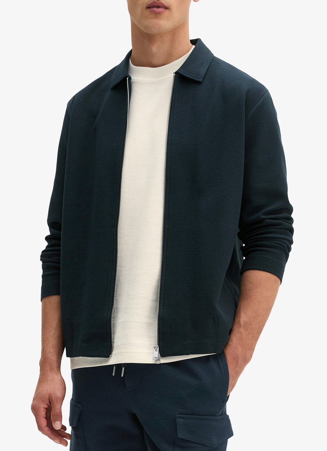 Marc O'Polo Jack met kraag - detail 4 donkerblauw
