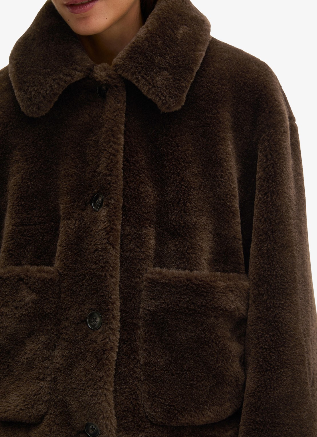 Marc O'Polo Jack van imitatiebont met opgestikte zakken - detail 5 burnt coffee / bruin