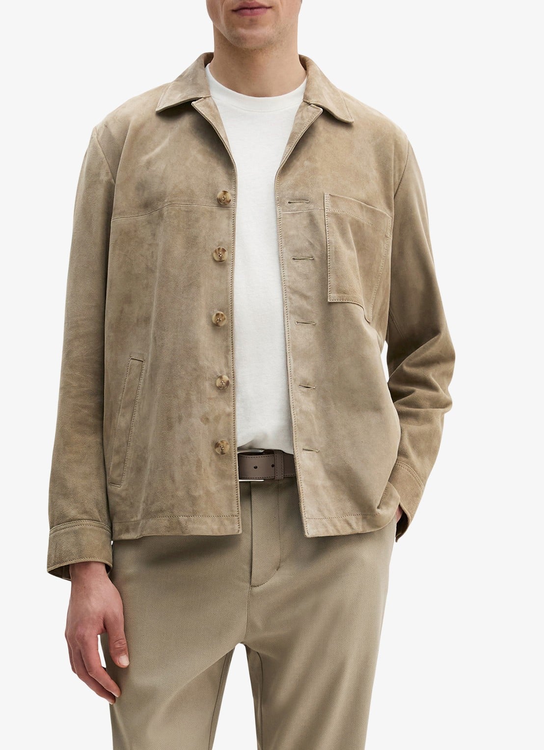 Marc O'Polo Jack van suède met steekzakken - detail 3 taupe