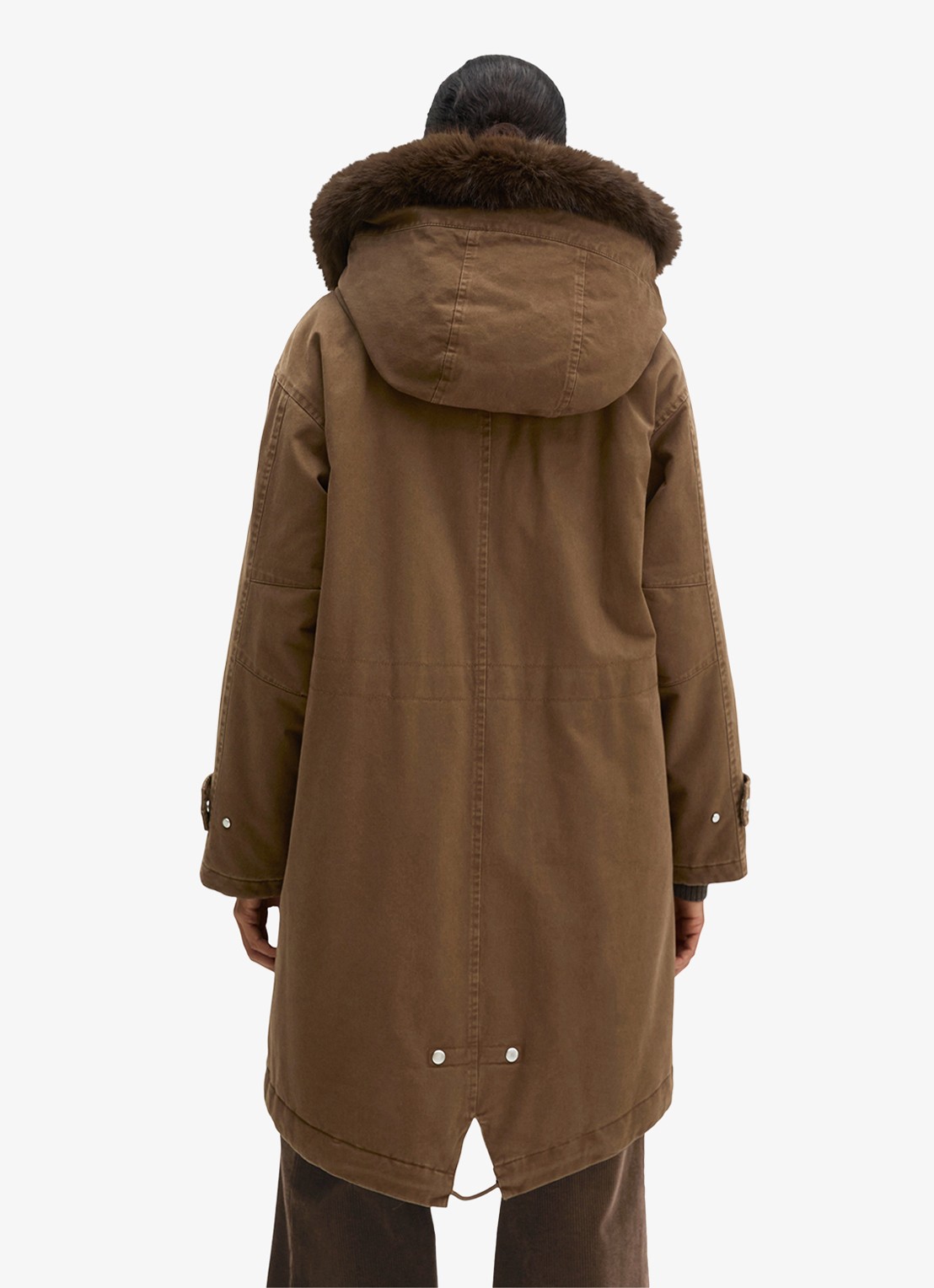 Marc O'Polo Jas met details van imitatiebont en klepzakken - achterkant 3 dark walnut / bruin