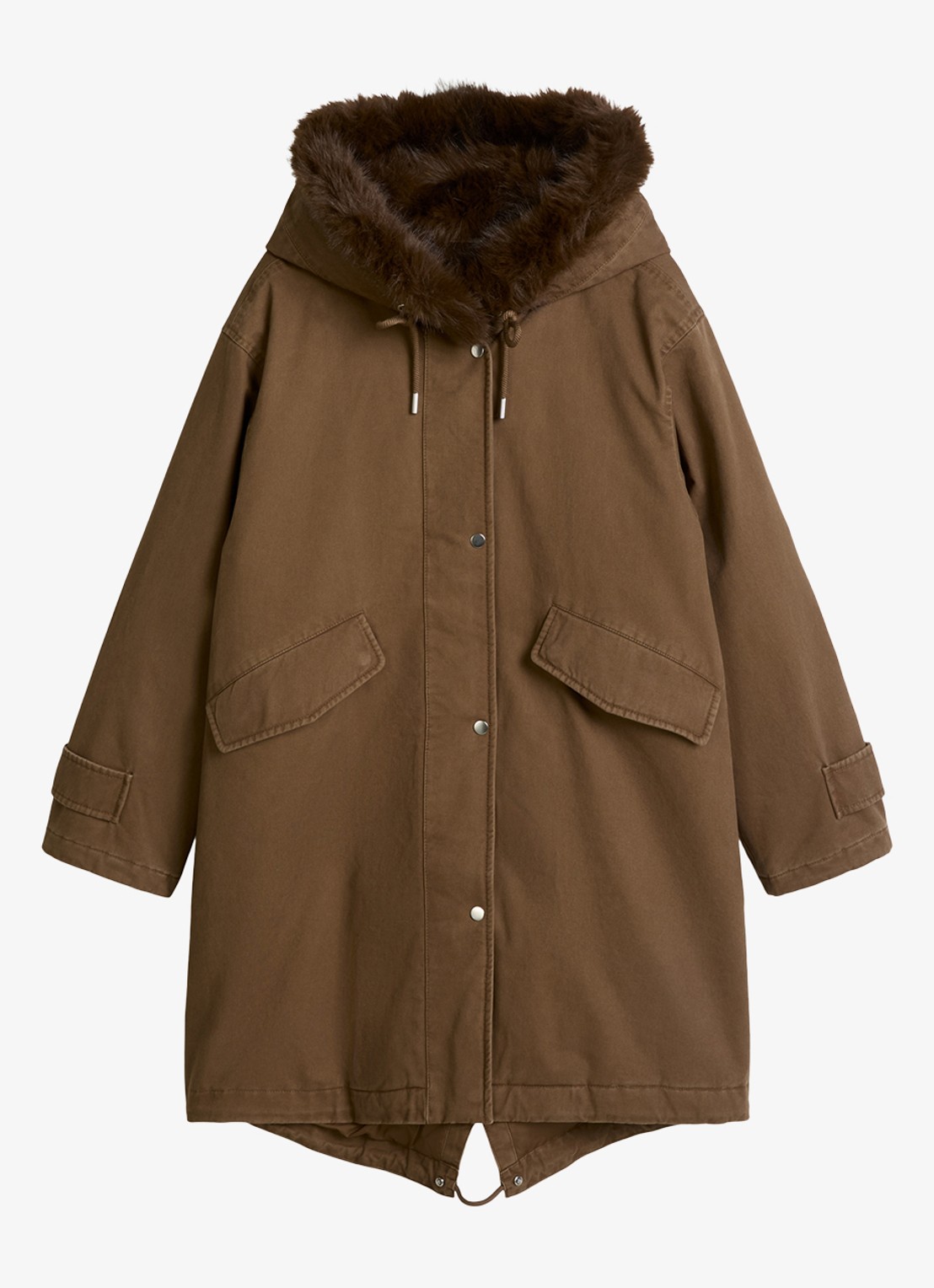 Marc O'Polo Jas met details van imitatiebont en klepzakken - voorkant 4 dark walnut / bruin
