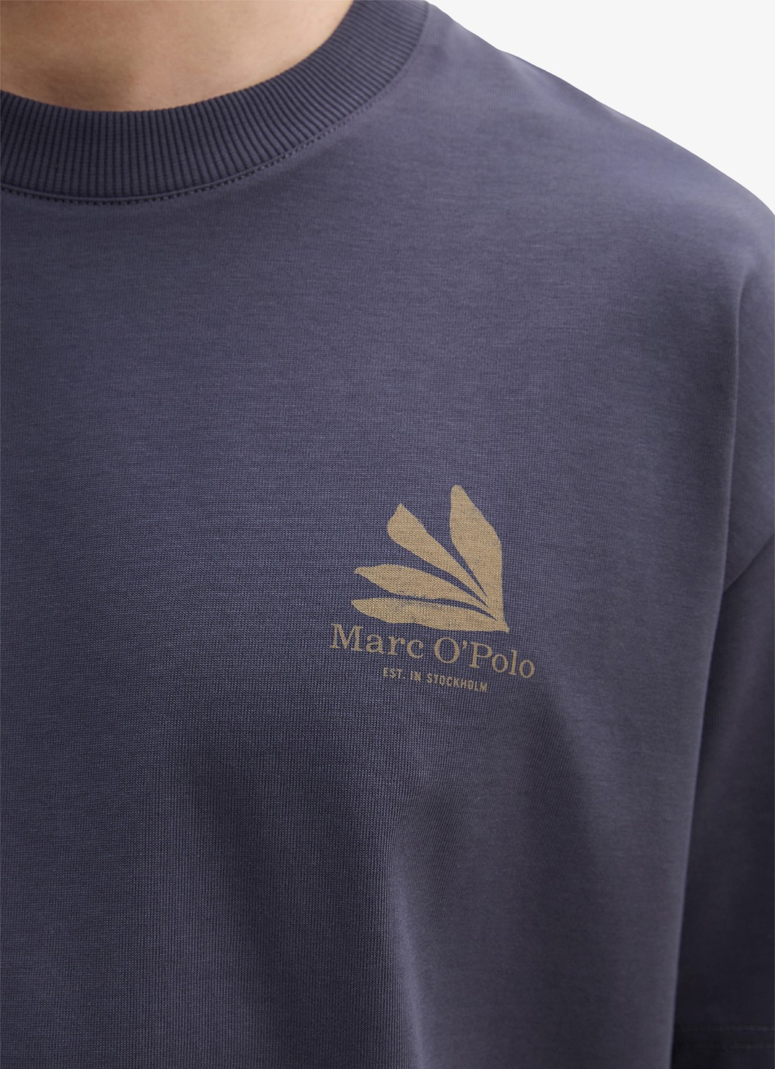 Marc O'Polo Jersey T-shirt met logo- en backprint - detail 4 faded blue/0363