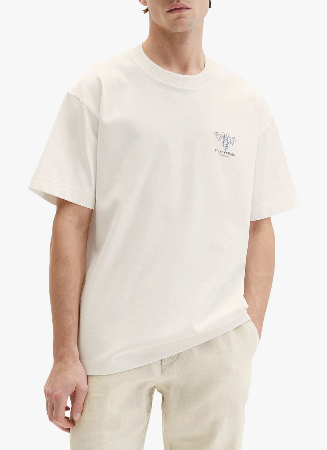 Marc O'Polo Jersey T-shirt met logo- en backprint - detail 2 silky white/1183