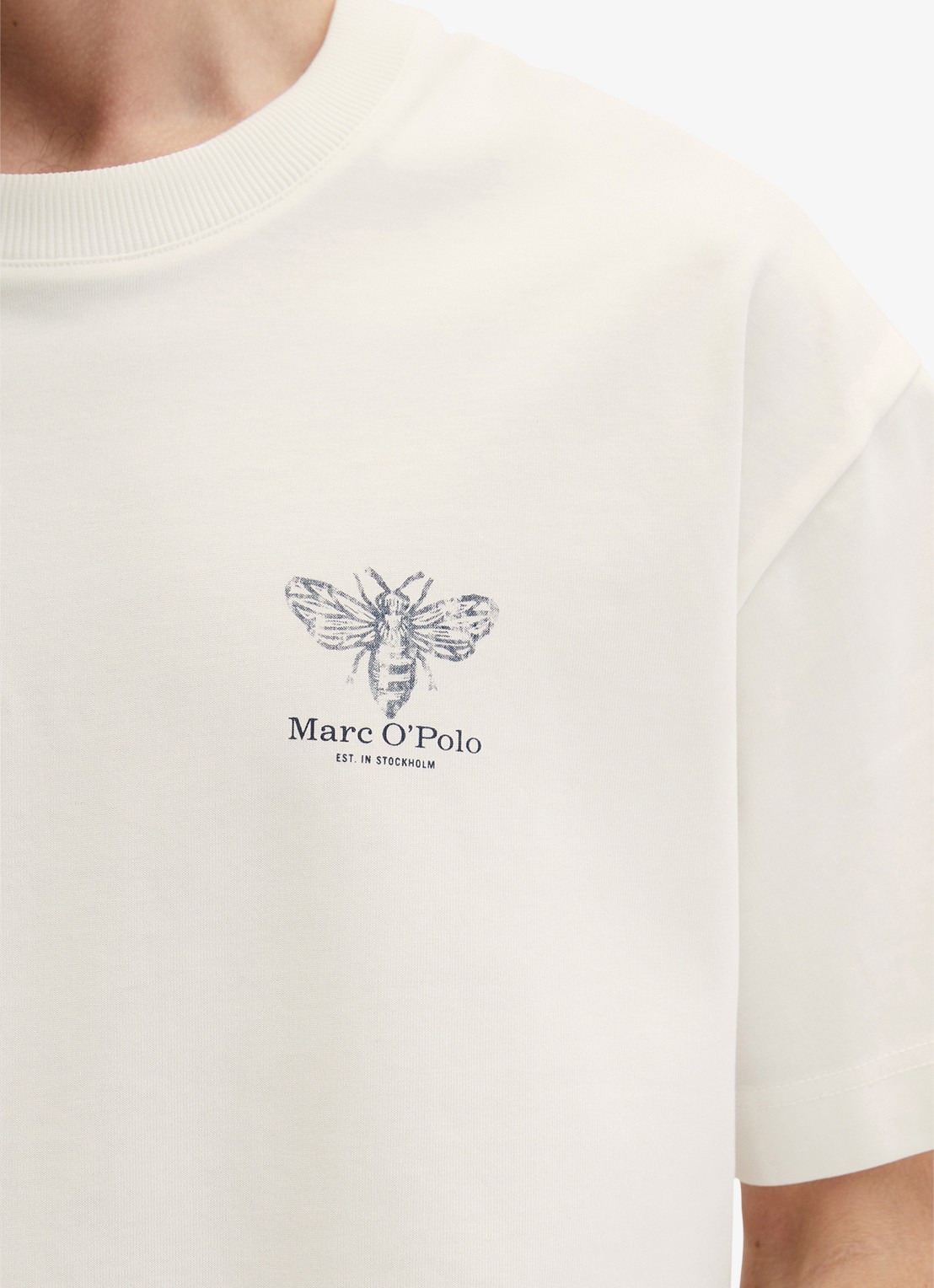 Marc O'Polo Jersey T-shirt met logo- en backprint - detail 3 silky white/1183