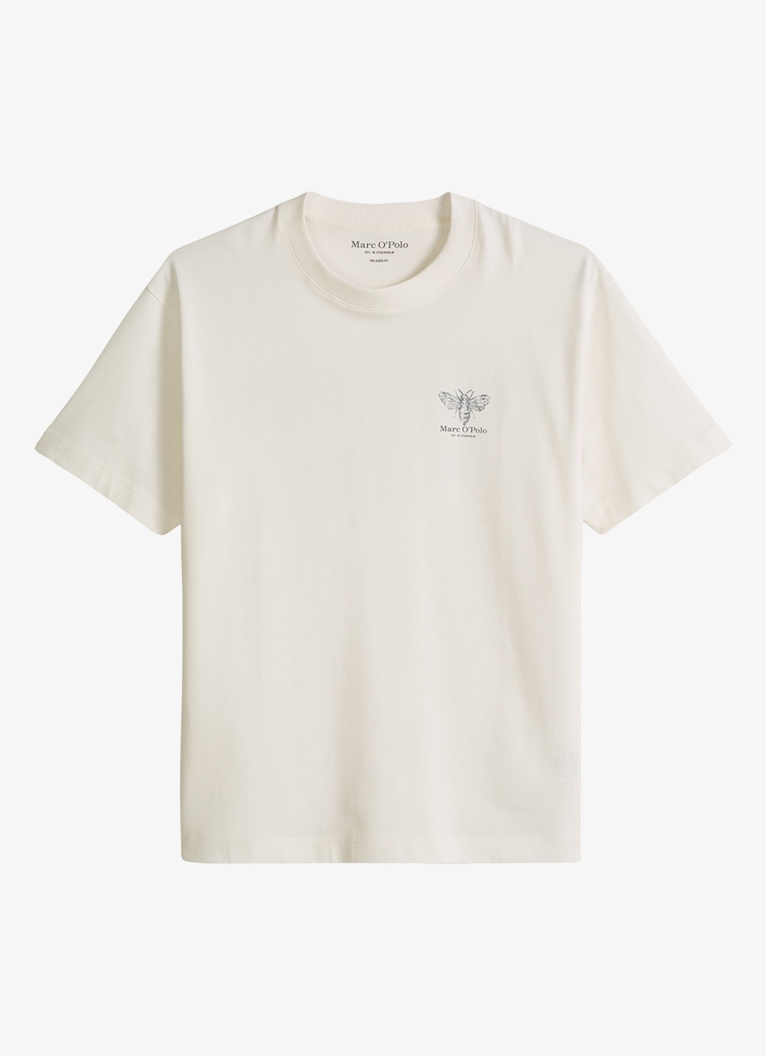 Marc O'Polo Jersey T-shirt met logo- en backprint - voorkant 4 silky white/1183