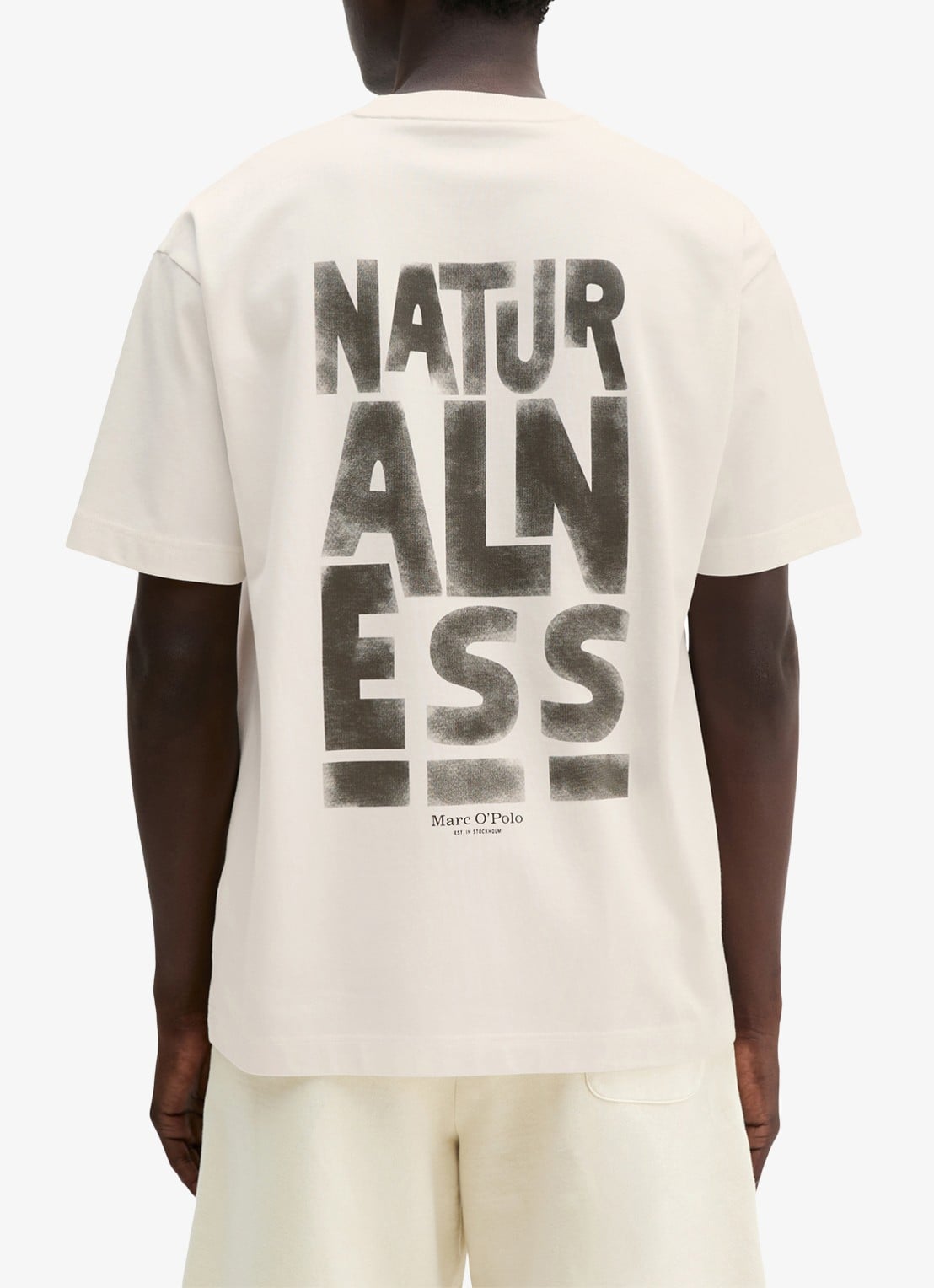 Marc O'Polo Jersey T-shirt met logo- en backprint  - achterkant 5 silky white/1183