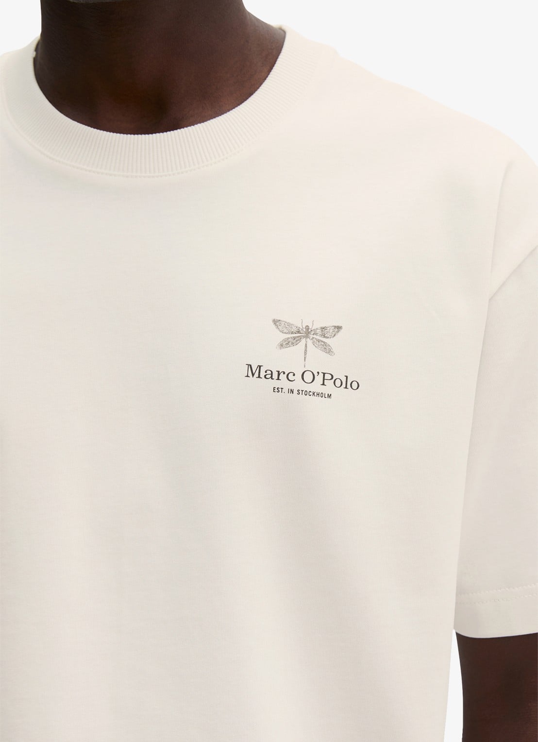 Marc O'Polo Jersey T-shirt met logo- en backprint  - detail 2 silky white/1183