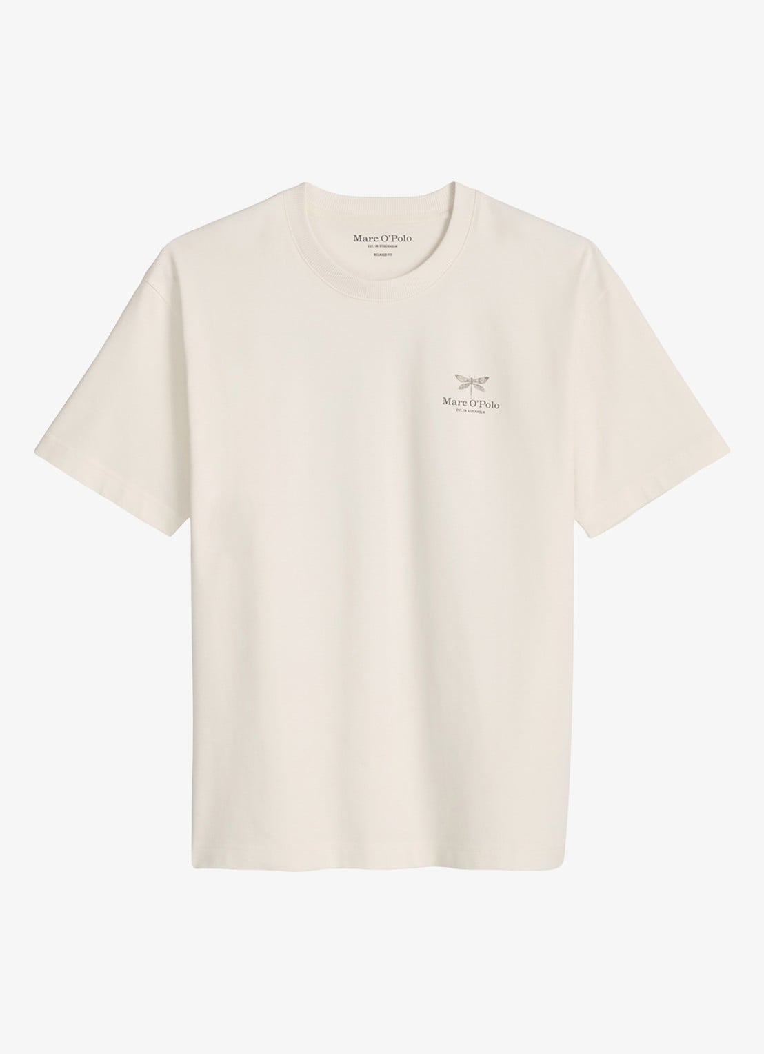 Marc O'Polo Jersey T-shirt met logo- en backprint  - voorkant 3 silky white/1183