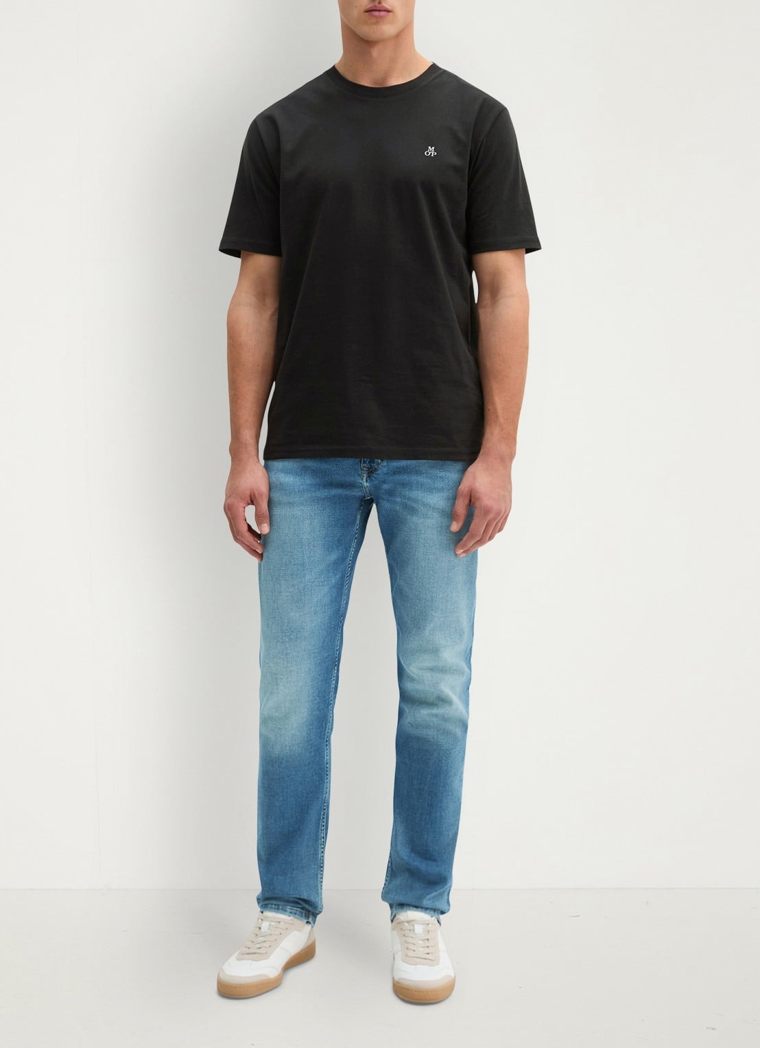 Marc O'Polo Jersey T-shirt met logo - voorkant 4 black/0001