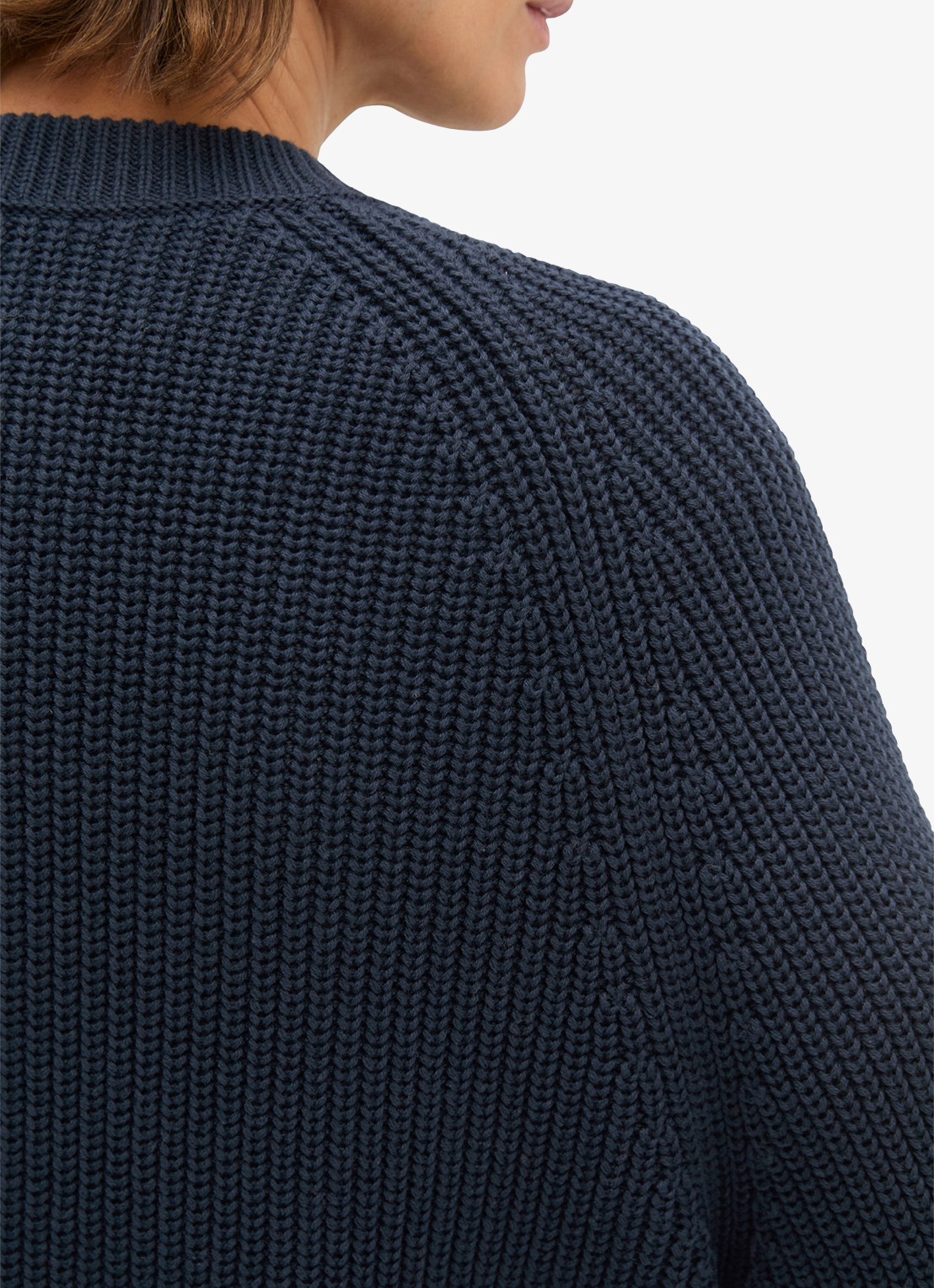 Marc O'Polo Kabelgebreid vest met ronde hals - detail 2 donkerblauw