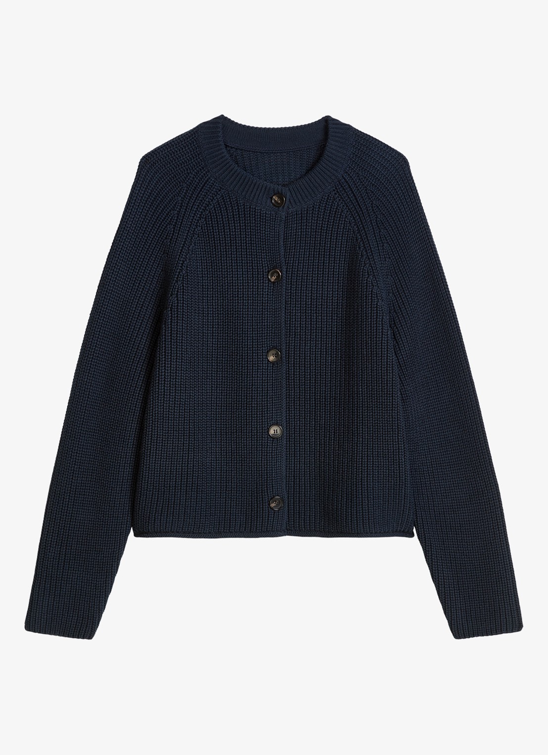Marc O'Polo Kabelgebreid vest met ronde hals - voorkant 4 donkerblauw
