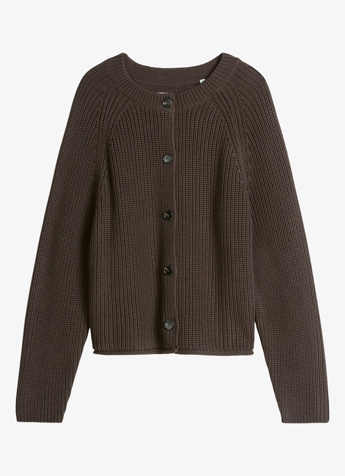 Marc O'Polo Kabelgebreid vest met ronde hals - voorkant bruin