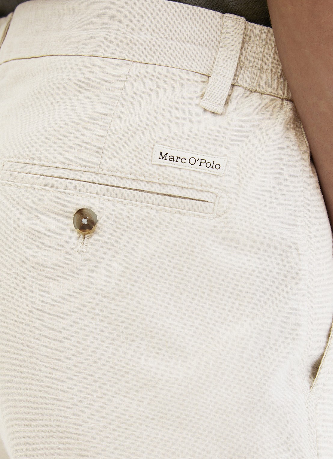 Marc O'Polo Korte broek in linnenblend - detail 5 beige