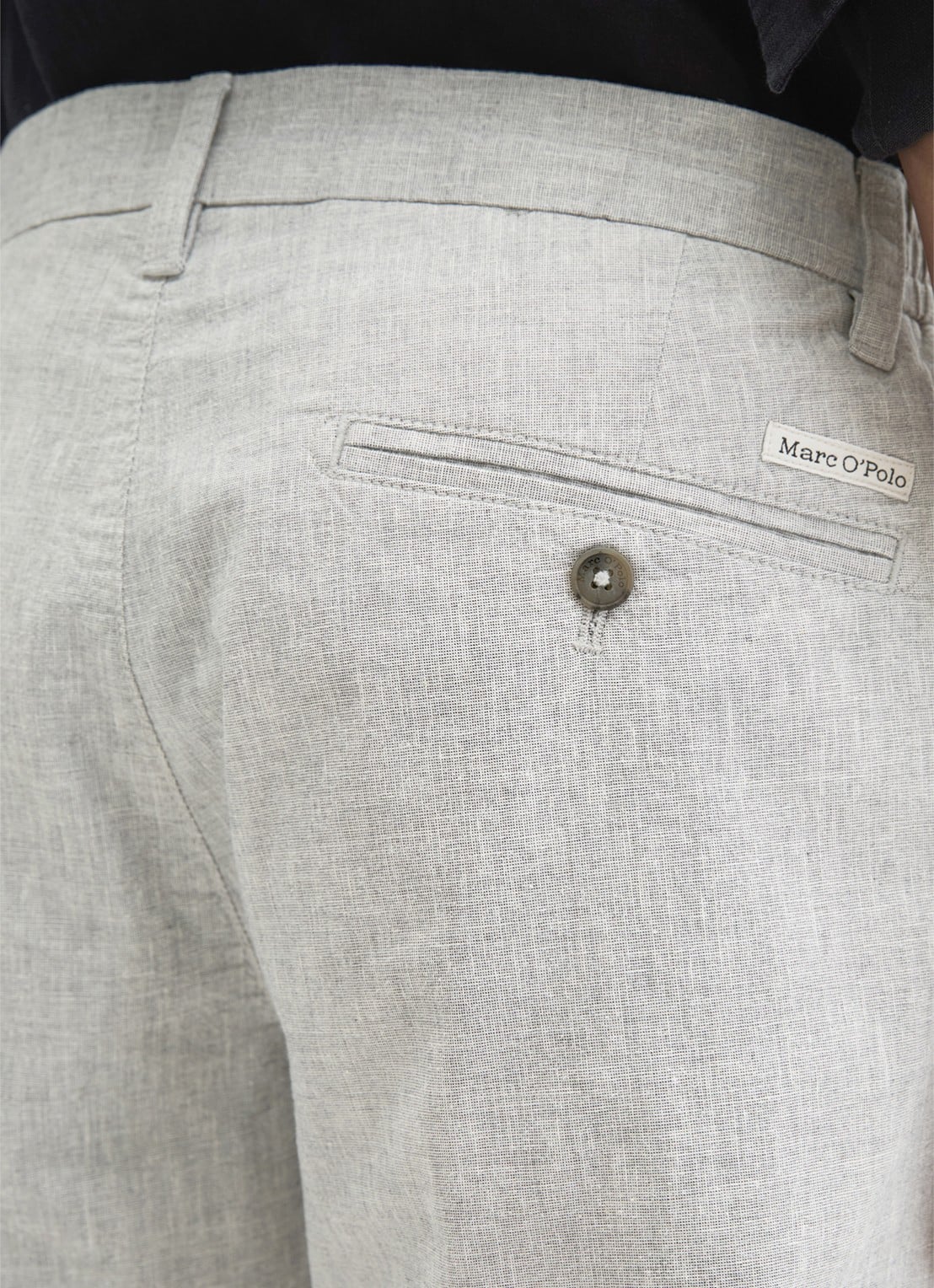 Marc O'Polo Korte broek in linnenblend - detail 5 grijs