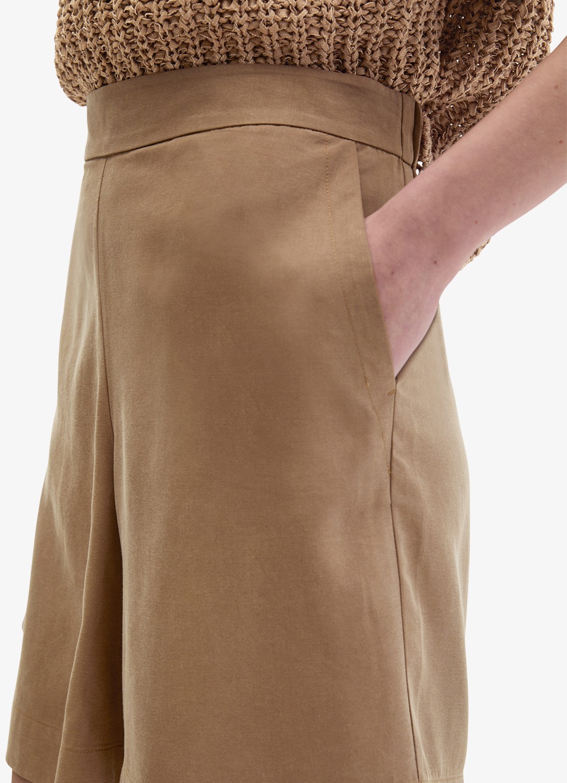Marc O'Polo Korte broek met steekzakken - detail 2 burnt brown-1972 / bruin