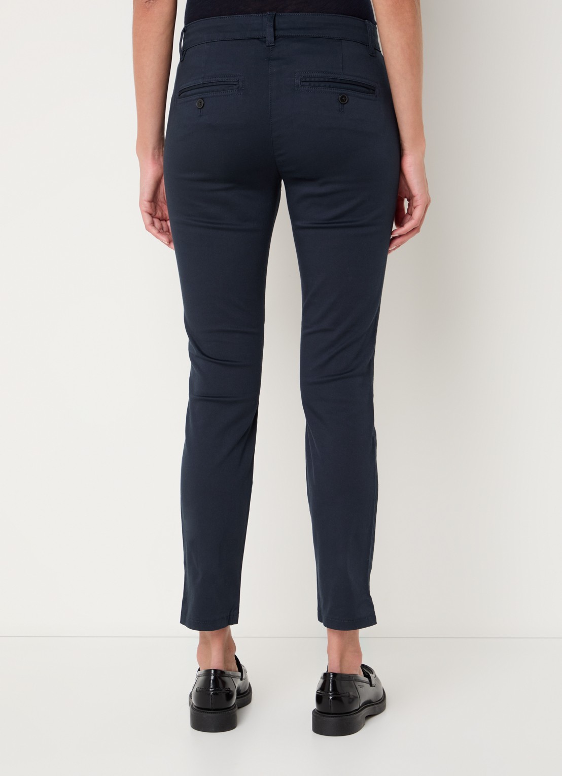 Marc O'Polo Laxa mid waist skinny fit pantalon in  katoenblend - achterkant donkerblauw