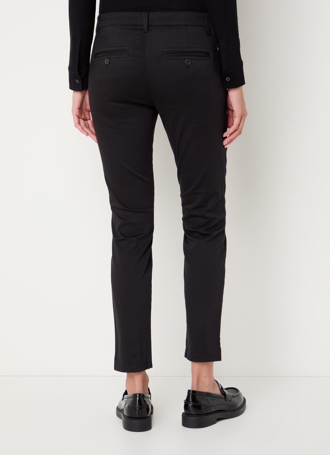 Marc O'Polo Laxa mid waist skinny fit pantalon in  katoenblend - achterkant 4 zwart