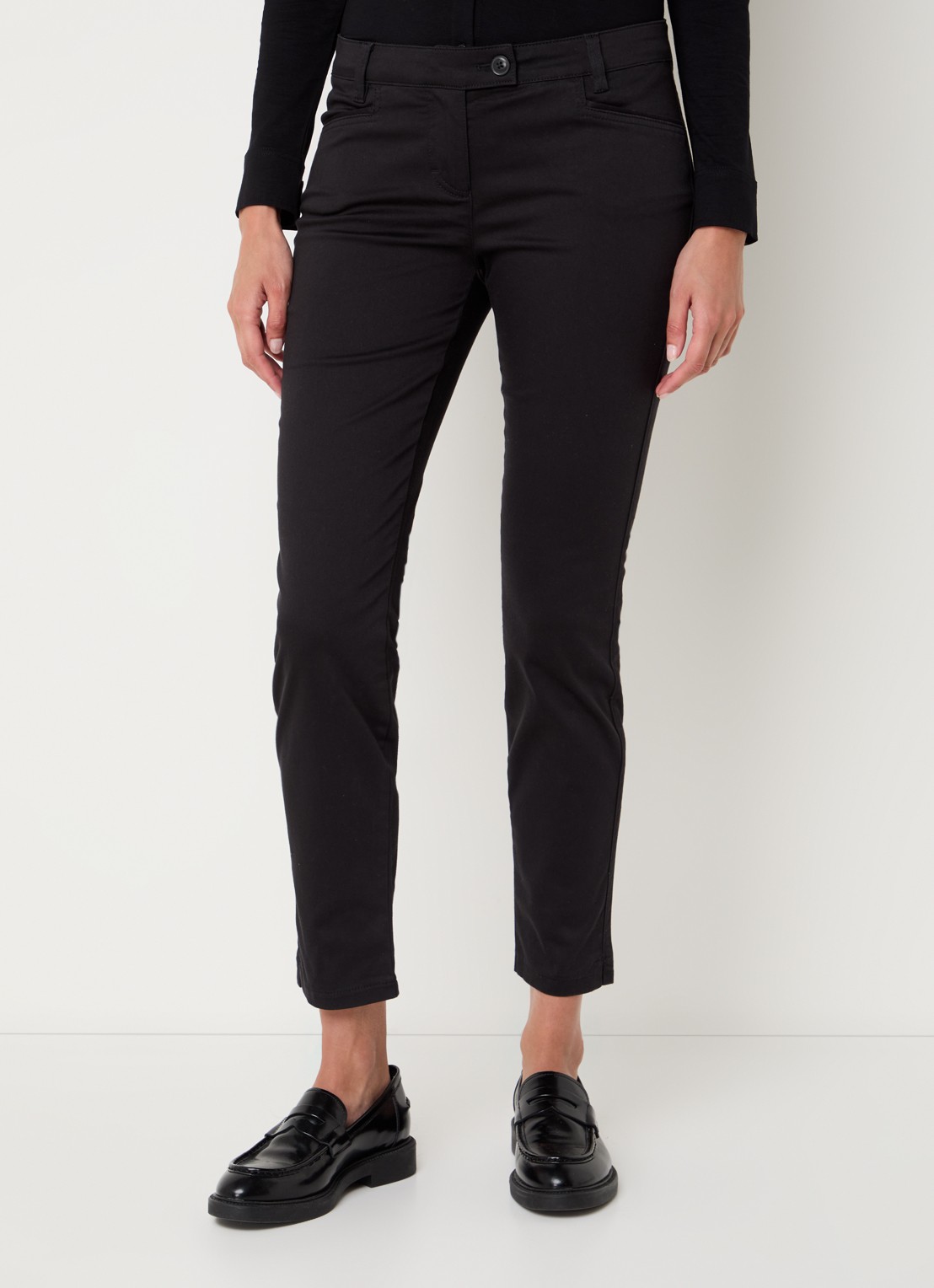 Marc O'Polo Laxa mid waist skinny fit pantalon in  katoenblend - detail 3 zwart