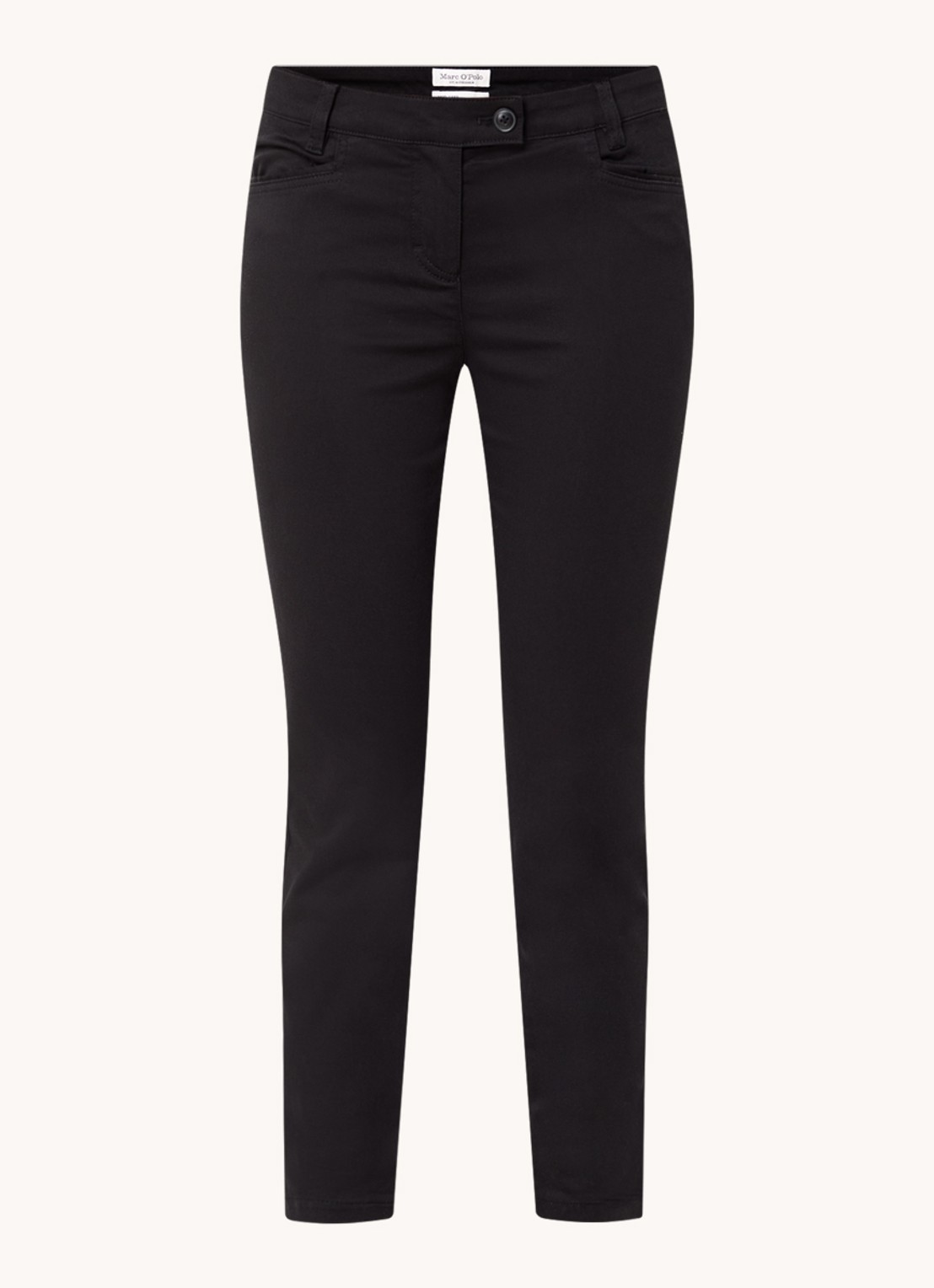 Marc O'Polo Laxa mid waist skinny fit pantalon in  katoenblend - voorkant zwart