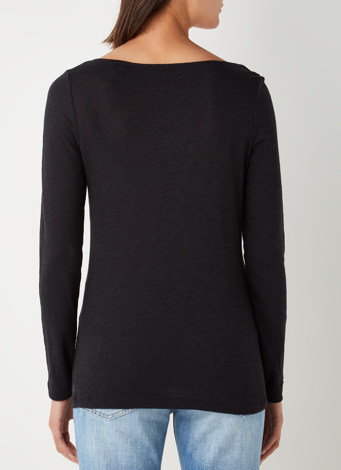 Marc O'Polo Longsleeve met boothals - achterkant zwart