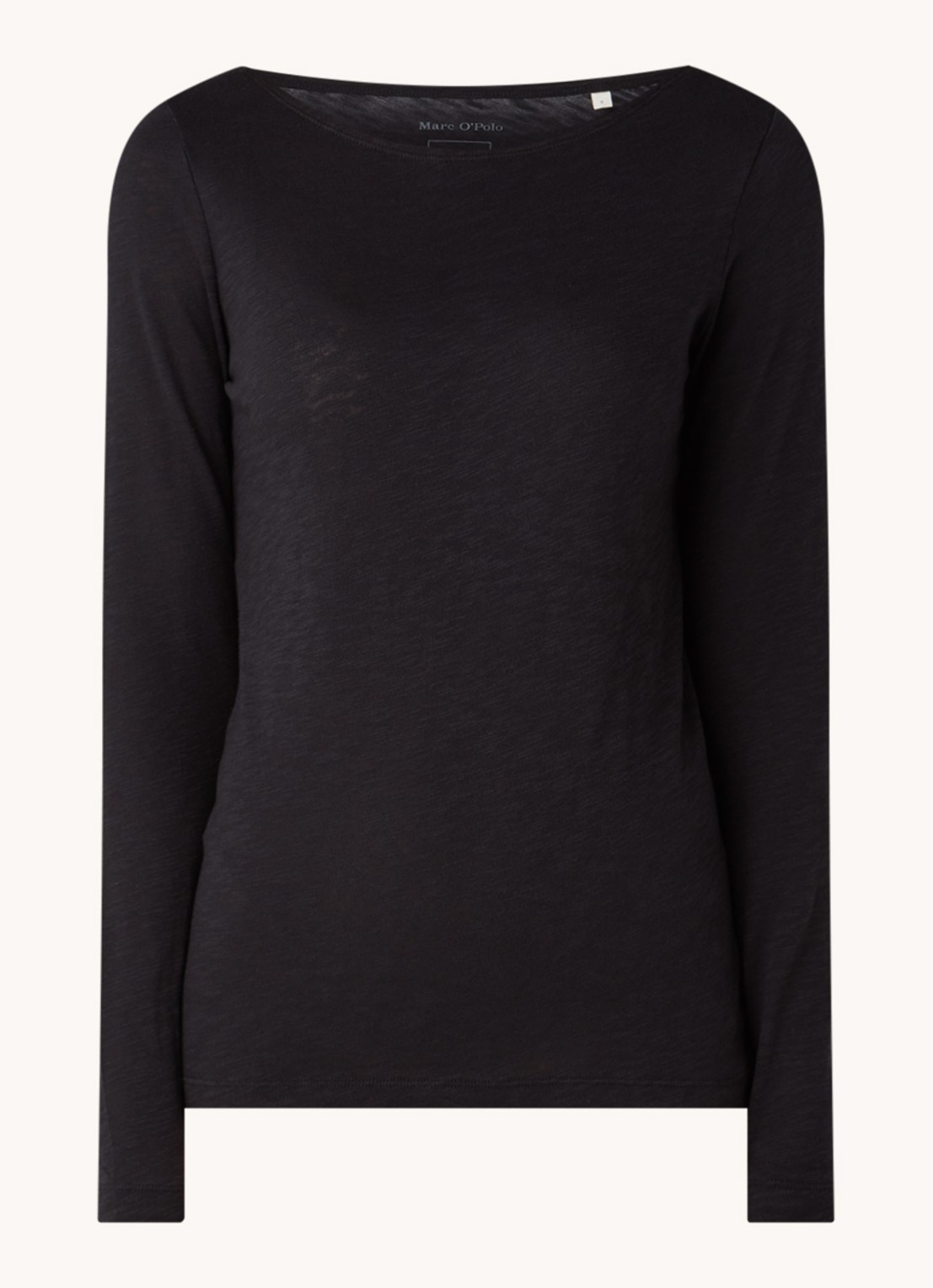 Marc O'Polo Longsleeve met boothals - voorkant 3 zwart