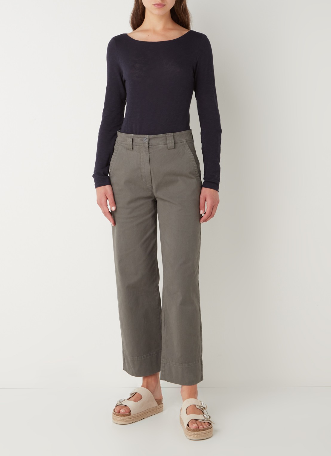 Marc O'Polo Longsleeve met boothals - voorkant 3 donkerblauw