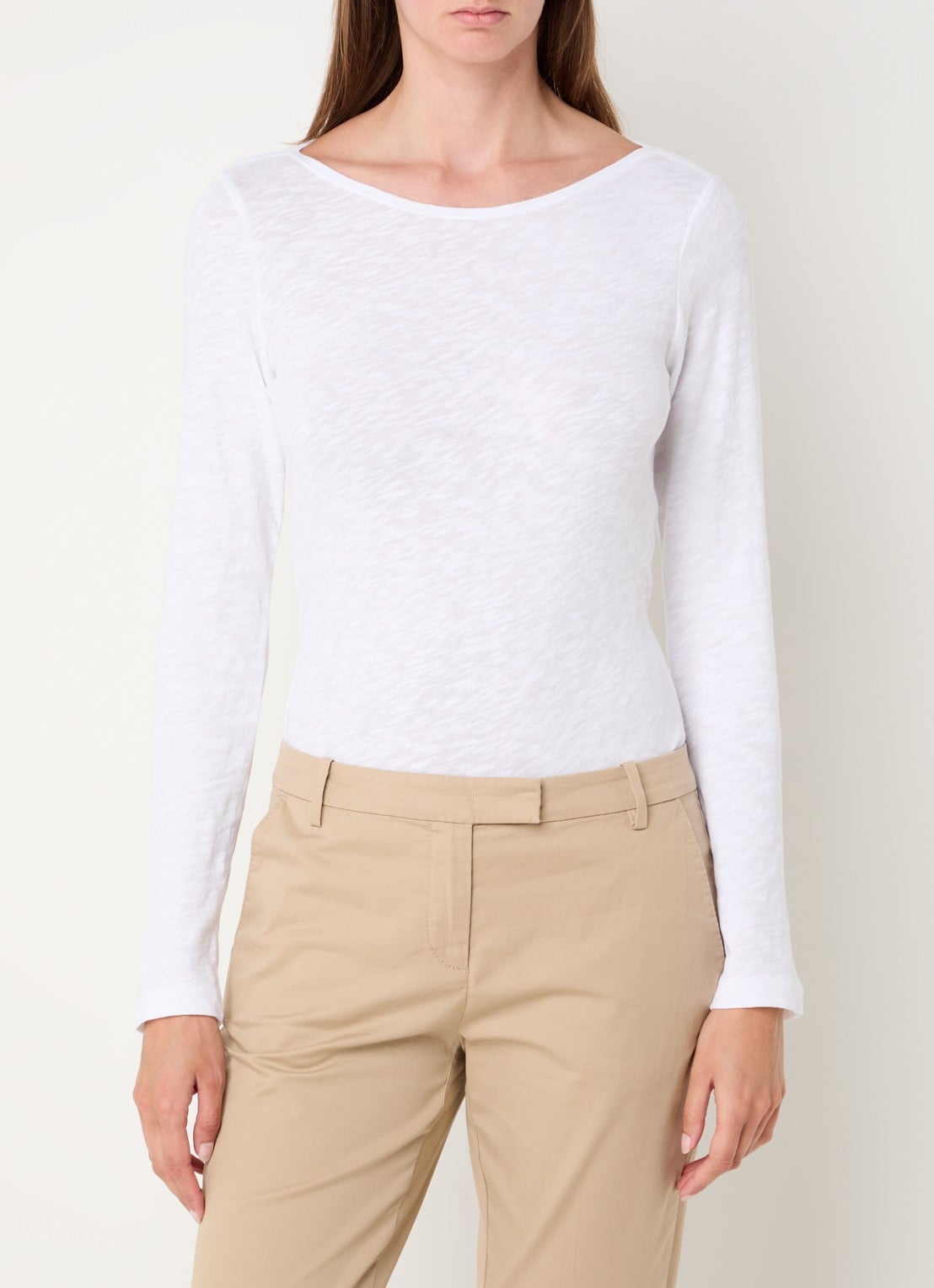 Marc O'Polo Longsleeve met boothals - detail 4 wit